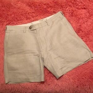 Linen plain front shorts